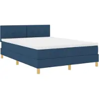vidaXL LED Box Spring Bed met hoofdeinde Blauw 160 x 200 cm Stof