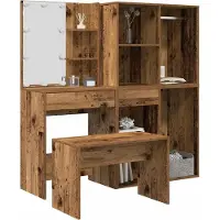 vidaXL Kaptafelset met LED-verlichting bewerkt hout oud houtkleurig