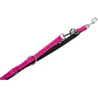 Nobby Soft Grip Verstelbare Hondenlijn - Dubbel Nylon - Gevoerd - Roze / Zwart - Breedte 15 mm - Lengte 200 cm