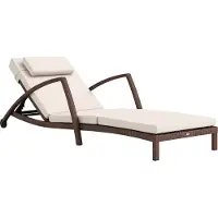 Outsunny -Enkele rotan ligstoel (eenvoudig)-Gevlochten hars-185x72x78cm-Beige