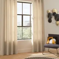 Atmosphera Isolerende gordijn met 140x260cm - gordijn raambekleding - gordijnen kant en klaar met haakjes ringen - Beige linnen