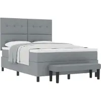 vidaXL Boxspring bed met hoofdeinde Lichtgrijs 160 x 200 cm Stof