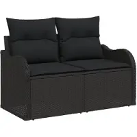 vidaXL Tuinbank Set 9 st Zwart Poly Riet