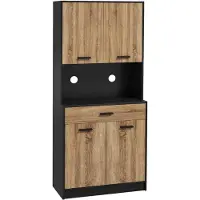 HOMCOM Keukenkast - Spaanplaat - 80x40x180cm - Natuurlijk hout