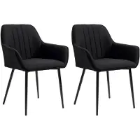 HOMCOM -eetkamerstoel - linnen (100% polyester) - 59,5x56,5x81cm - zwart