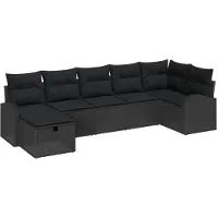 vidaXL Bankstel 7 st Zwart poly rattan