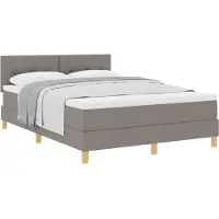 vidaXL Boxspring bed met kussen met hoofdeinde Taupe 140 x 200 cm Stof