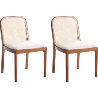 Beliani EDINA - Eetkamerstoel set van 2 - Bruin - Polyester