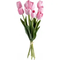 Atmosphera Kunst tulpen boeket Holland - 10x stuks - roze - real touch - kunst zijdebloemen - levensechte kunstbloemen