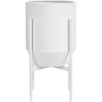 Beliani HYBRIDIUM - Bloempot - Wit - 33 x 33 x 62 cm - Metaal