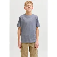 Jack & Jones JUNIOR T-shirt met backprint grijsblauw Jongens Katoen Ronde hals - maat 128