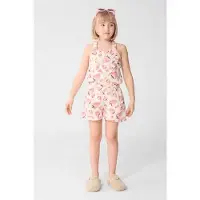 Shoeby playsuit ecru Meisjes Katoen V-hals All over print - maat 110/116