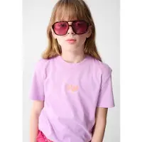 Shoeby T-shirt lila Paars Meisjes Katoen Ronde hals Tekst - maat 146/152