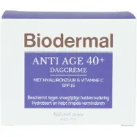 Biodermal Anti-Age 40+ Dagcrème SPF 15, 50 ml - met Hyaluronzuur en Vitamine C, Beschermt tegen vroegtijdige huidveroudering, Hydrateert en helpt rimpels verminderen