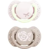 Difrax lovi Fopspeen Dynamisch - Classy - Newborn - Lichtroze & Glow in the Dark - 2 Stuks