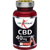 Lucovitaal CBD 40 mg, 90 Capsules, 100% Puur Zonder Toevoegingen, Niet Psychoactief, Voedingssupplement voor Volwassenen