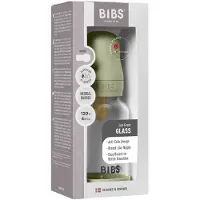 BIBS - Glass Baby Bottle Round Latex Slow Flow - Sage - 120 ml