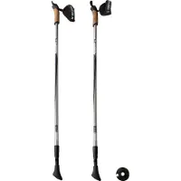 Abbey Wandelstok Abbey Telescopisch Verstelbaar Nordic Walking Zilvergrijs Zwart Blauw