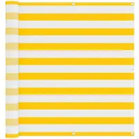 vidaXL Balkonscherm 110 x 600 cm Oxford Stof Rechthoekig Geel en Wit