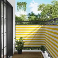 Syfax Balkon Scherm Geel en Wit 120 x 200 cm Polyurethangecoat oxford alu
