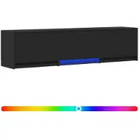 vidaXL TV-kast met LED 165 x 34 x 40 cm Zwart Geconstrueerd hout