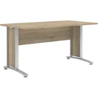 Ebuy24 Prisme bureau D eiken decor en zilvergrijs staal.
