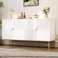 STILVORA Dressoir - 4 Deuren Met Reliëfstructuur En Softclose - Voor Woonkamer En Slaapkamer - MDF En Spaanplaat - Wit