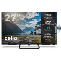 Cello 27" Smart TV met Tizen OS van Samsung, LED-tv met DVD-speler, triple tuner, perfect geluid, multi-voltage (12V/24V/230V) – ideaal voor campers
