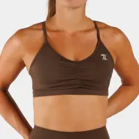 ZEUZ Dames Sport BH – Ruched Design – Fitness & Yoga - Bruin - XL