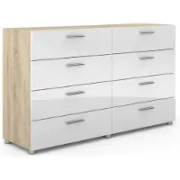 Ebuy24 Petra kommode 8 lades eiken decor en wit hoogglans.