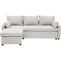 CALICOSY 3-zits slaapbank in stof met chaise longue l219 cm louison