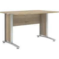 Ebuy24 Prisme bureau C eiken decor en zilvergrijs staal.
