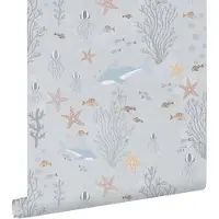 ESTAhome behang onderwaterwereld vergrijsd blauw - 50 x 900 cm - 130929