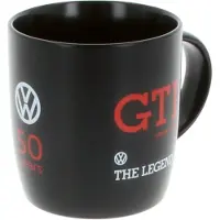 Vw-collect VW Collection - Volkswagen grote keramische koffie-thee-cappuccino-mok-beker-kopje voor in de keuken in GTI-design (370 ml/GTI 50 jaar/The Legend/Zwart)