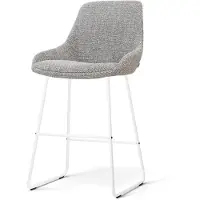Nolon Nino-Isa Barkruk Grijs Blend - Wit Onderstel - 65 Cm - Barstoel - Stoffen - Modern