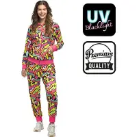 Boland - Trainingspak Street art babe UV (XL) - Volwassenen - - 80s - 90s - foute party - grappig - retro trainingspak - neon
