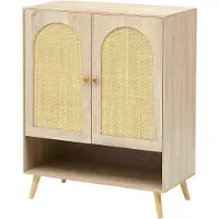 Happiq Schoenenopbergkast - Voor entree - 4-laags, vrijstaand, verstelbare plank, schoenenorganizer - Natuurlijke rotan deur - Oak