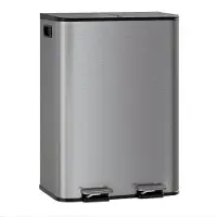 Happiq Dubbele Prullenbak 2x30L - RVS Pedaalemmer - Mat Grijs