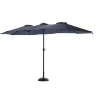 Merax 4,5m Dubbele Parasol Rechthoekig – Grote Tuinparasol met Crank – 12 Stalen Baleinen – Voor Tuin - Terras & Zwembad – Navy Blauw (Zonder Voet)