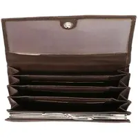 LEATHER DESIGN Overslag Portemonnee met Beugel Bruin
