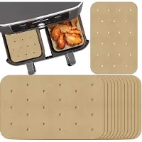 OEM Bakpapier, 100 stuks, rechthoekig, 20,5 x 14 cm, geschikt voor de Dual Zone Air Fryer, ideaal voor het bakken in de hete lucht.