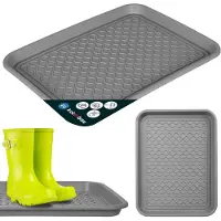 KOTARBAU Schoenenlekbak, Lekbak Schoenen, Kunststof, 38 x 50 cm, Grijs, Schoenendruipbak, Schoenmat, Laarzen Afdruipmat, Schoenafdruipbak, Schoenenschaal, Lekbak voor Natte Schoenen