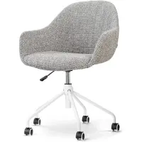 Nolon Nout-Mae Bureaustoel Grijs Blend - Wit Onderstel - Burostoel - Armstoel - Comfortabel - Modern