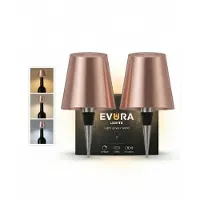 Evura Goods oplaadbare flessenlamp rosé goud - set van 2 - dimbaar - 3 lichtkleuren - draadloos