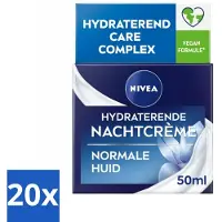Nivea 20 x - Nachtcrème - Essentials Hydraterend - Voor normale tot gemengde huid - Met Lotusextract, Waterlelie-extract, Vitamine E & Provitamine B5 - 50 ml - Voordeelverpakking - 20 stuks