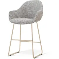 Nolon Nino-Mae Barkruk Grijs Blend - Beige Onderstel - 65 Cm - Scandinavisch - Armleuning - Barstoel - Stoffen
