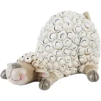 Merkloos Beeldje Schaap Beige Groot 18x15,5x9cm Wit wit Polystone Decoratief