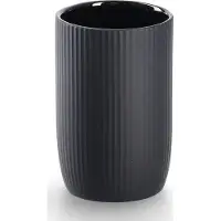Zeller Tandenborstel beker/houder - keramiek - zwart - mat - rond - 8 x 12 cm