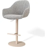 Nolon Niva-Mae Draaibare Tulp Barkruk Grijs Blend - Verstelbaar - Beige Onderstel - Armleuning - Comfortabel