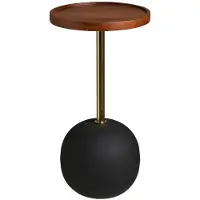 Ebuy24 Bijzettafel Sirone - Rond Donkerbruin/Zwart Hout - Ø30x56cm